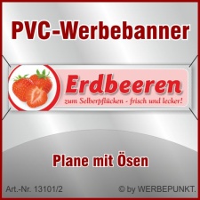PVC-Werbebanner &quot;Erdbeeren 1&quot;, 200x50 cm mit...