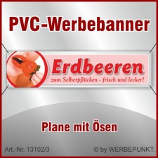 PVC-Werbebanner &quot;Erdbeeren 2&quot;, 400x100 cm mit...