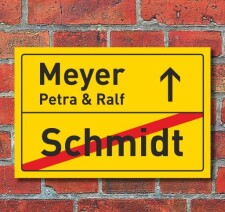 Heirat, Hochzeit, Polterabend, Ortsschild, Geschenk,...