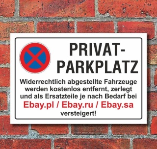 Parken verboten Alu Schild Halteverbot Parkverbot Hinweis Aluminium-Verbund 3mm