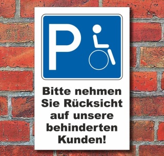 Schild Parkplatz, Behindertenparkplatz, 3 mm Alu-Verbund 600 x 400 mm