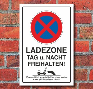 Schild Parkverbot, Halteverbot, Ladezone bitte freihalten, 3 mm Alu, Hochkant300 x 200 mm