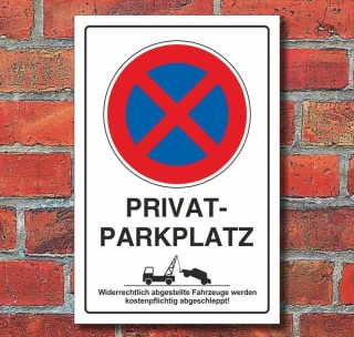 Schild Parkverbot, Halteverbot, Privatparkplatz, Hochkant, Aluverbund 300 x 200 mm