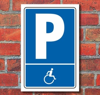 Schild Parken, Parkplatz, Behindertenparkplatz Symbol, 3 mm Alu-Verbund 450 x 300 mm