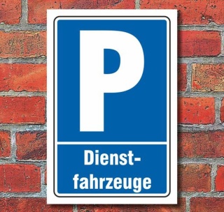 Schild Parken, Parkplatz, Dienstfahrzeuge, 3 mm Alu-Verbund 300 x 200 mm